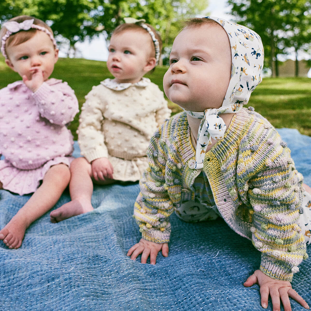 Baby Popcorn Cardigan in Bubble Space Dye by Misha & Puff | Pima