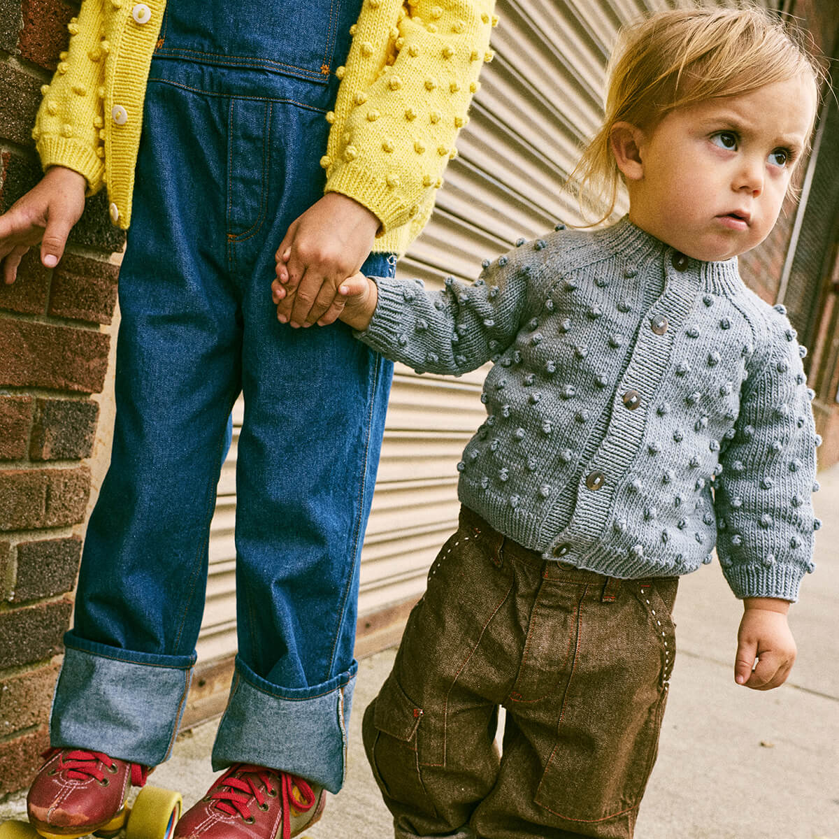 Baby Popcorn Cardigan in Dove by Misha & Puff | Pima Cotton