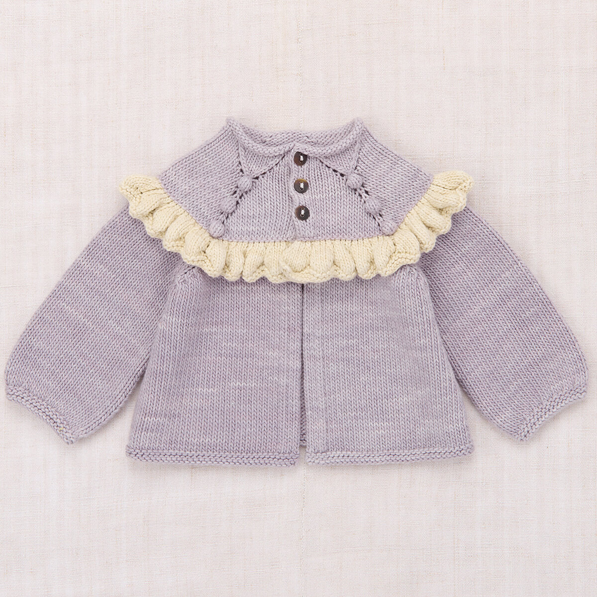 Baby Ruffle Cardigan in Mist by Misha & Puff | Pima Cotton