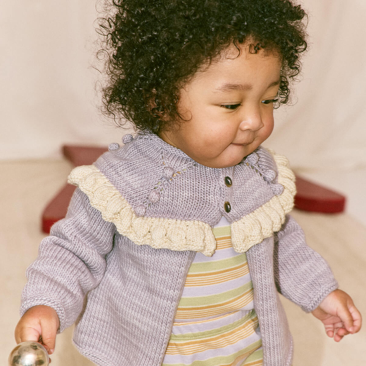 Baby Ruffle Cardigan in Mist by Misha & Puff | Pima Cotton