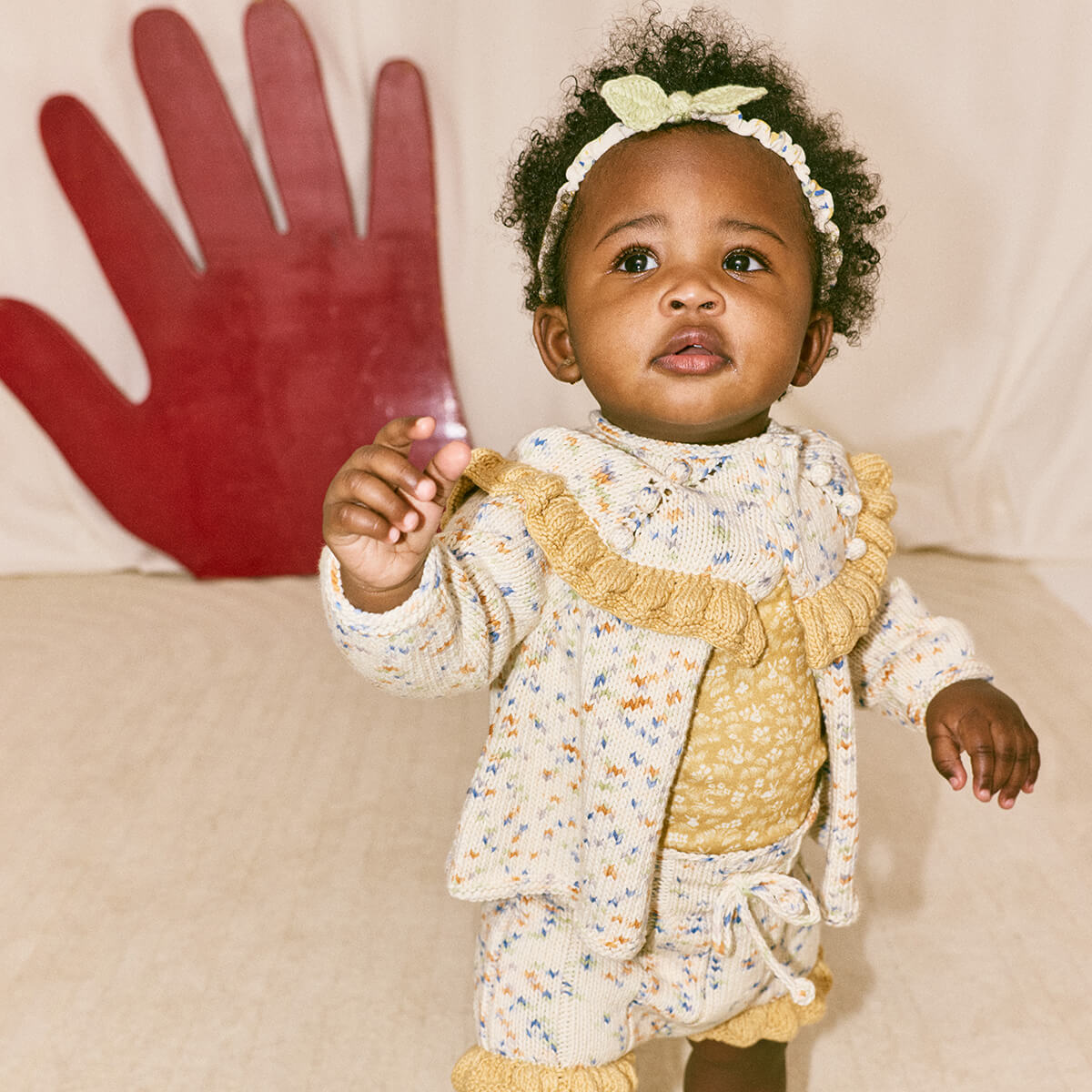 Baby Ruffle Cardigan in Seashore Confetti by Misha & Puff | Pima