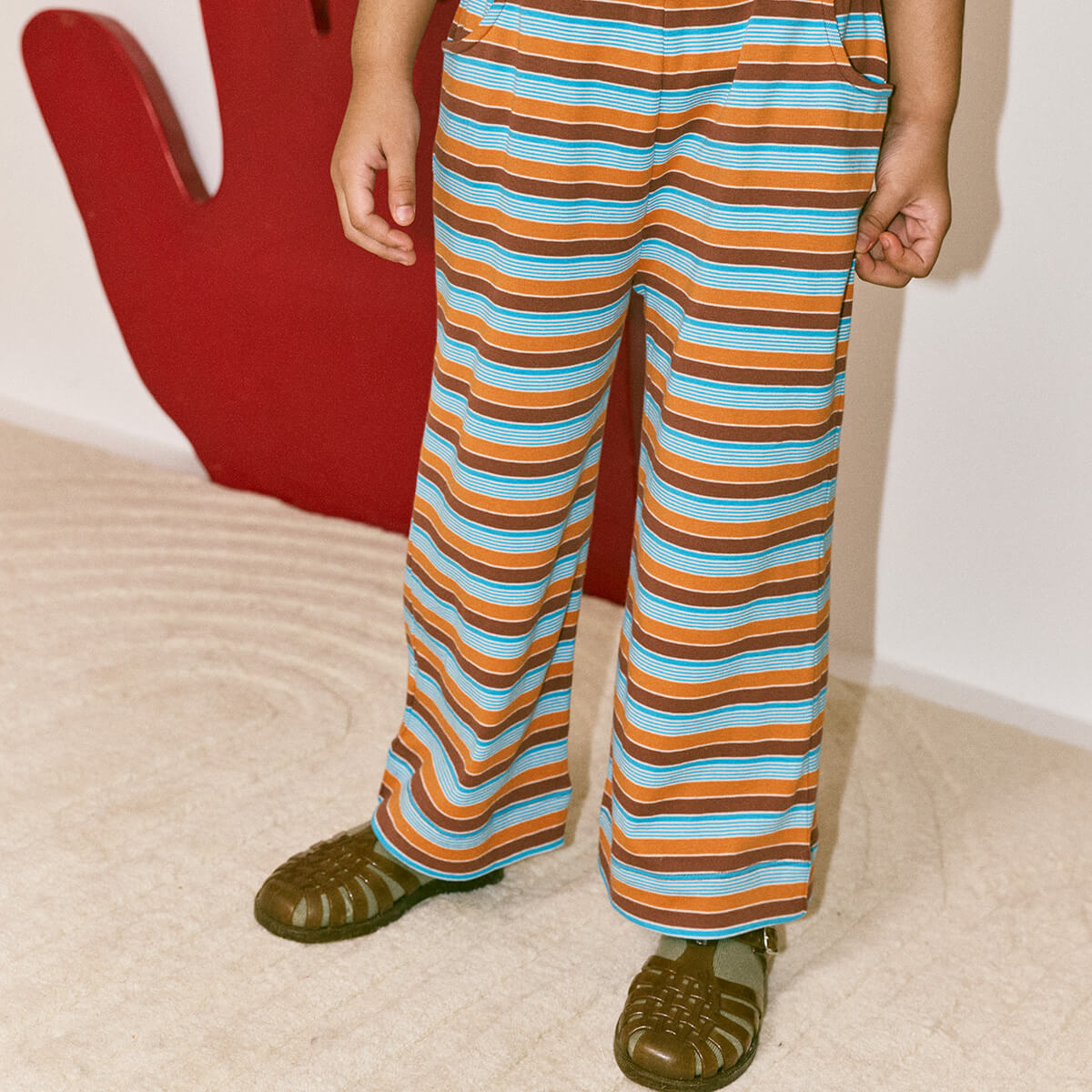 Kids' Beach Pant in Bright Sky Avenue Stripe by Misha & Puff