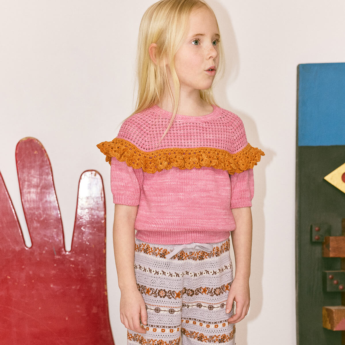 Kids' Crochet Joya Top in Azalea by Misha & Puff | Pima Cotton