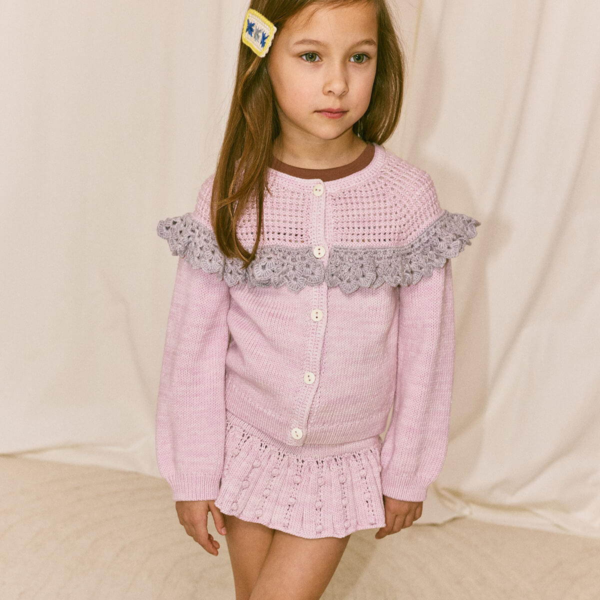 Kids' Eyelet Skating Pond Skirt in Aura by Misha & Puff | Pima