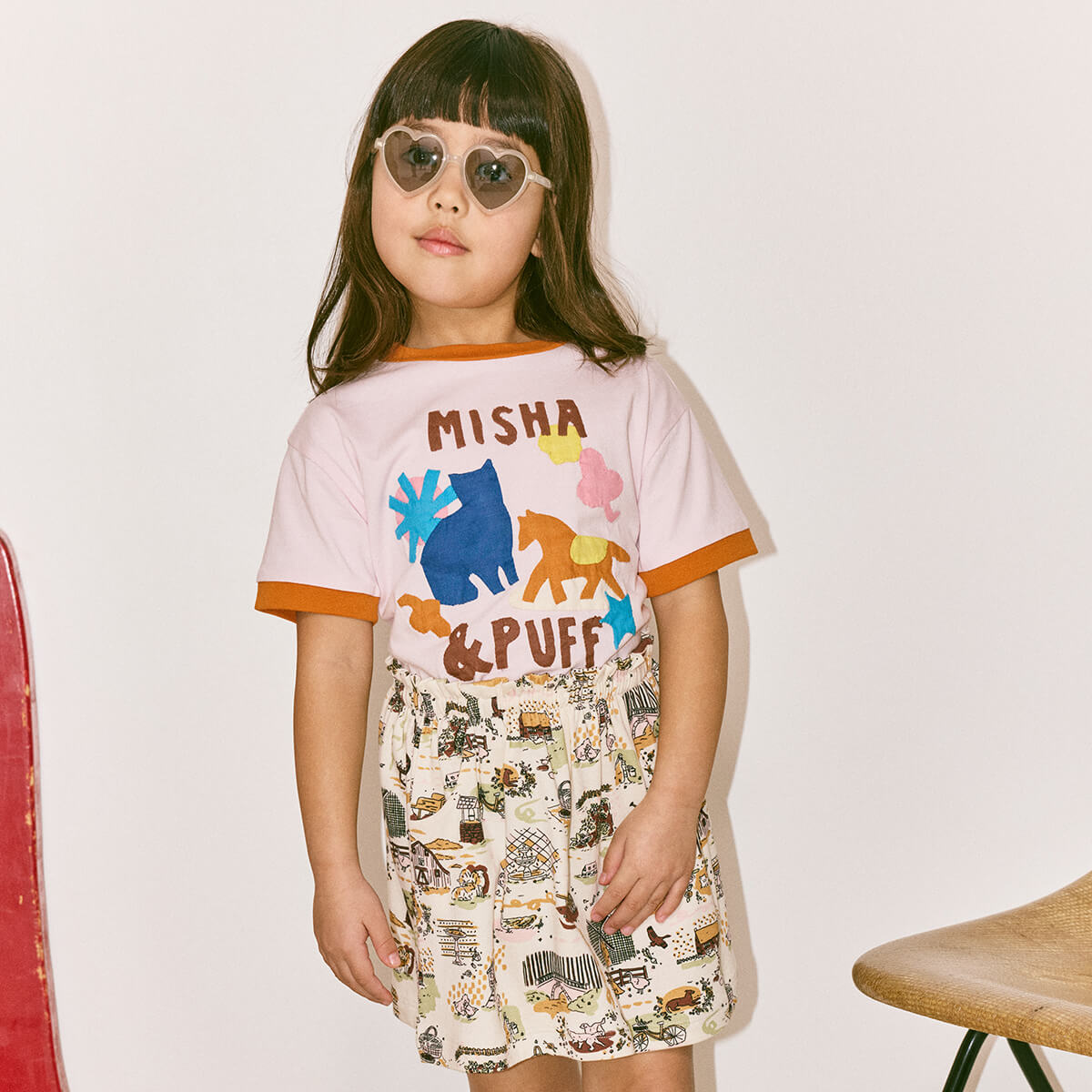 未使用　Misha&Puff Pasture Applique Tee　2Y Kids' Pasture Appliqué Tee in Aura by Misha & Puff | Organic