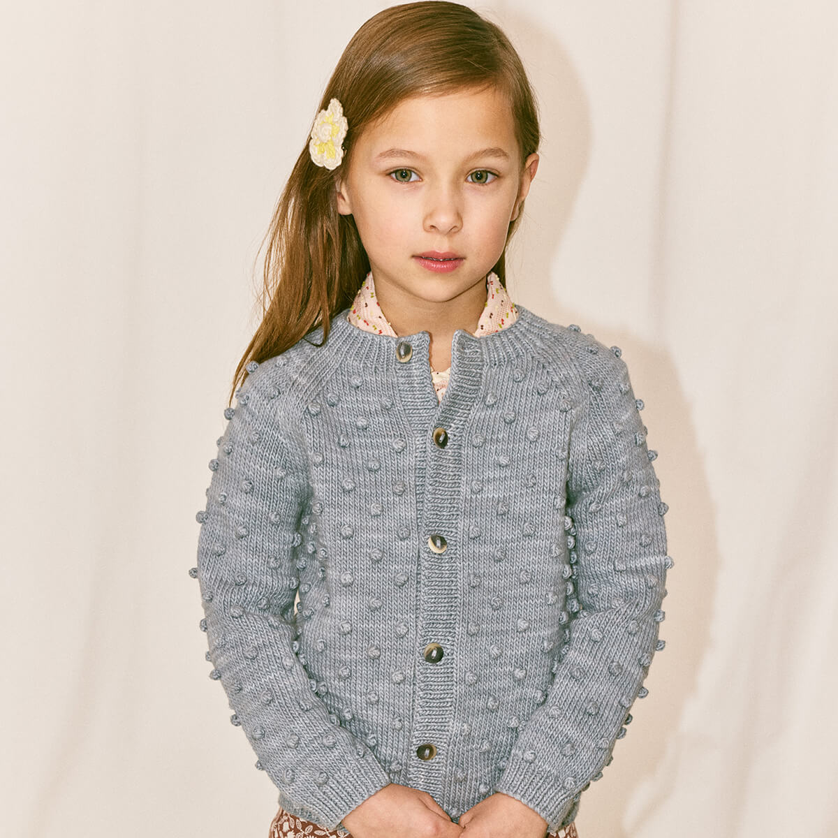 Kids' Popcorn Cardigan in Dove by Misha & Puff | Pima Cotton