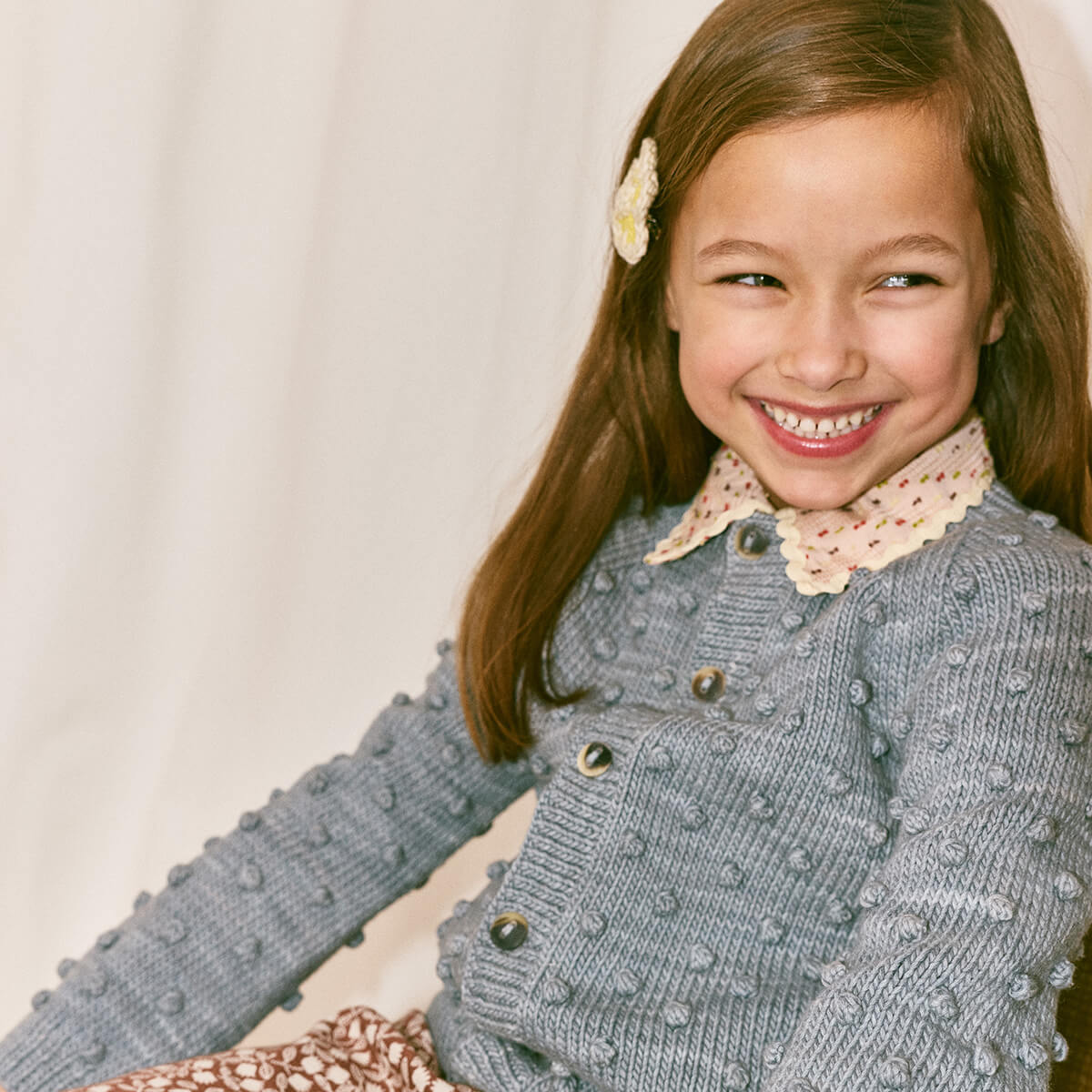 Kids' Popcorn Cardigan in Dove by Misha & Puff | Pima Cotton