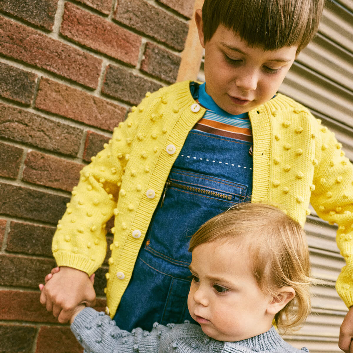 Kids' Popcorn Cardigan in Sol by Misha & Puff | Pima Cotton