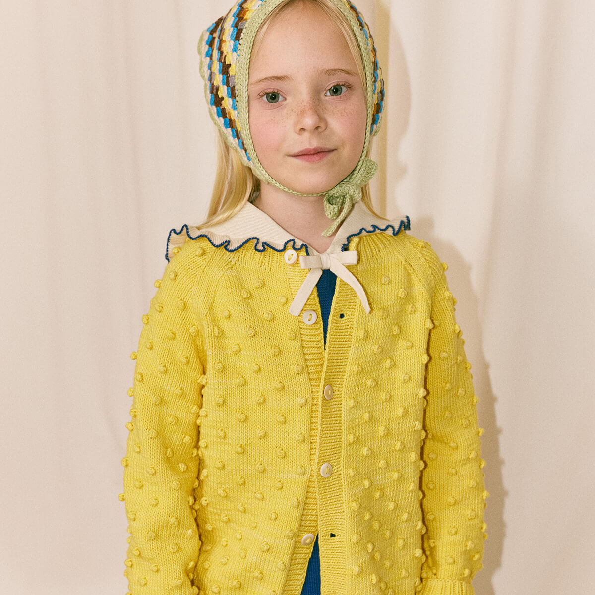 Kids' Popcorn Cardigan in Sol by Misha & Puff | Pima Cotton