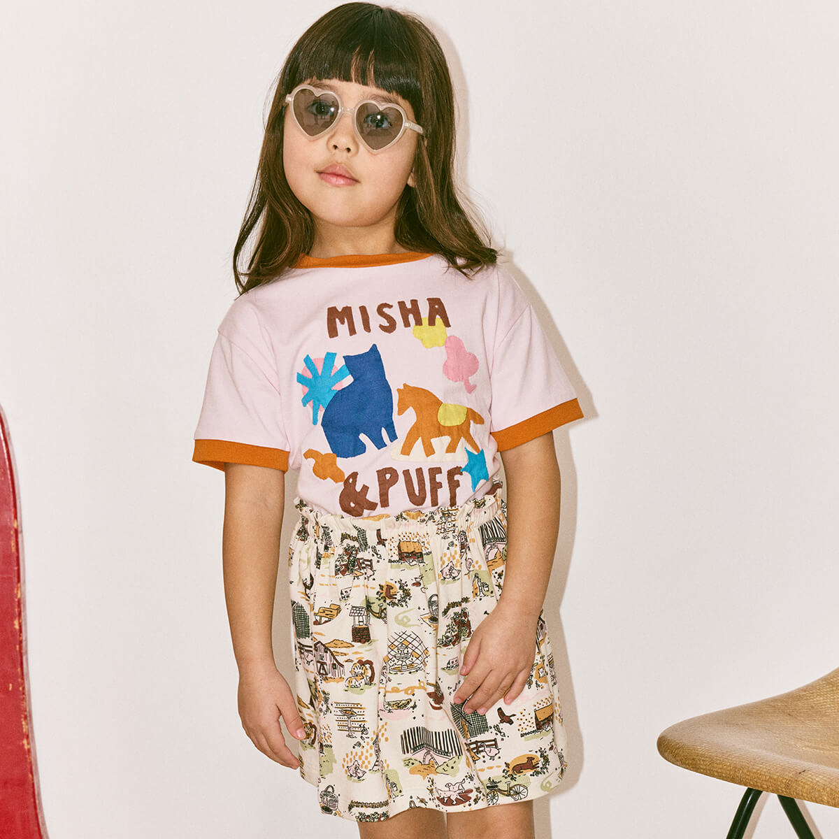 Kids' Sadie Skirt in Marzipan Storyland by Misha & Puff | Pima