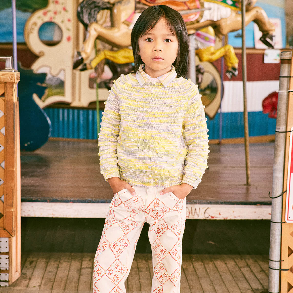 Kids' Summer Popcorn Sweater in Bubble Space Dye by Misha & Puff