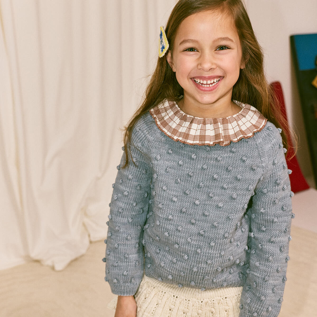 Kids' Summer Popcorn Sweater in Dove by Misha & Puff | Pima Cotton