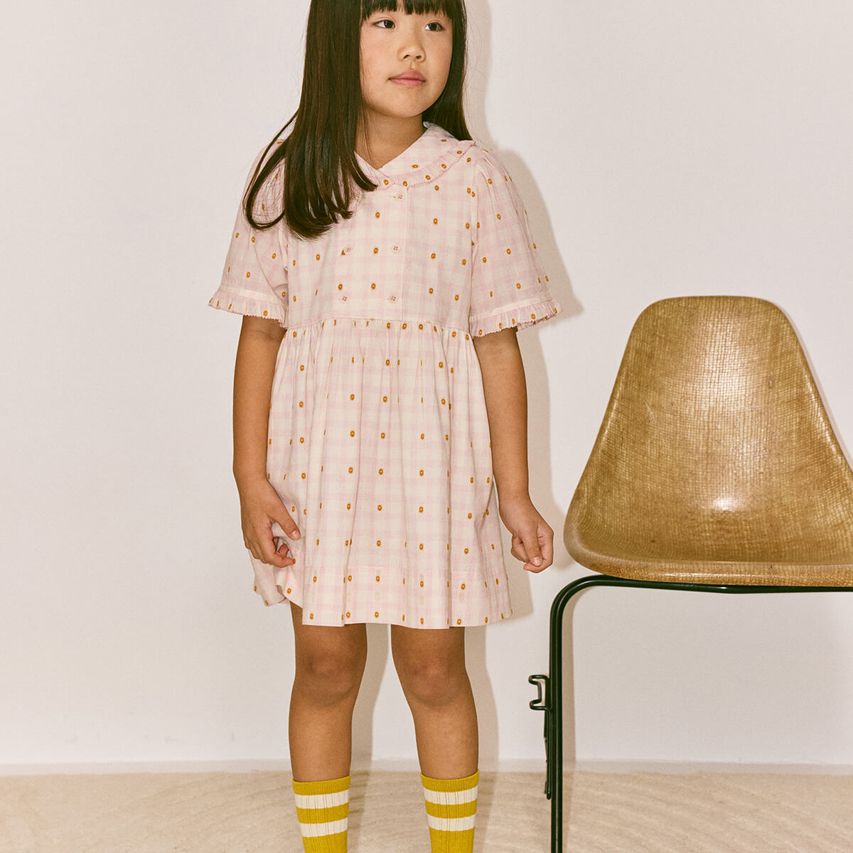 Kids' Voyage Dress in Azalea Blossom Plaid by Misha & Puff