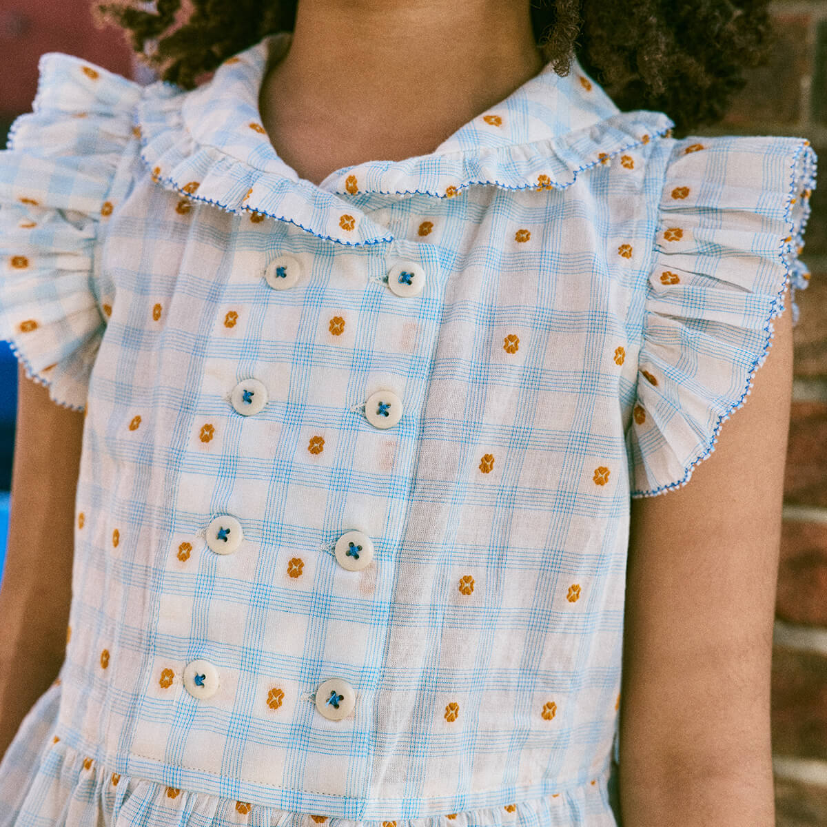 Kids' Voyage Shirt in Bright Sky Blossom Plaid by Misha & Puff