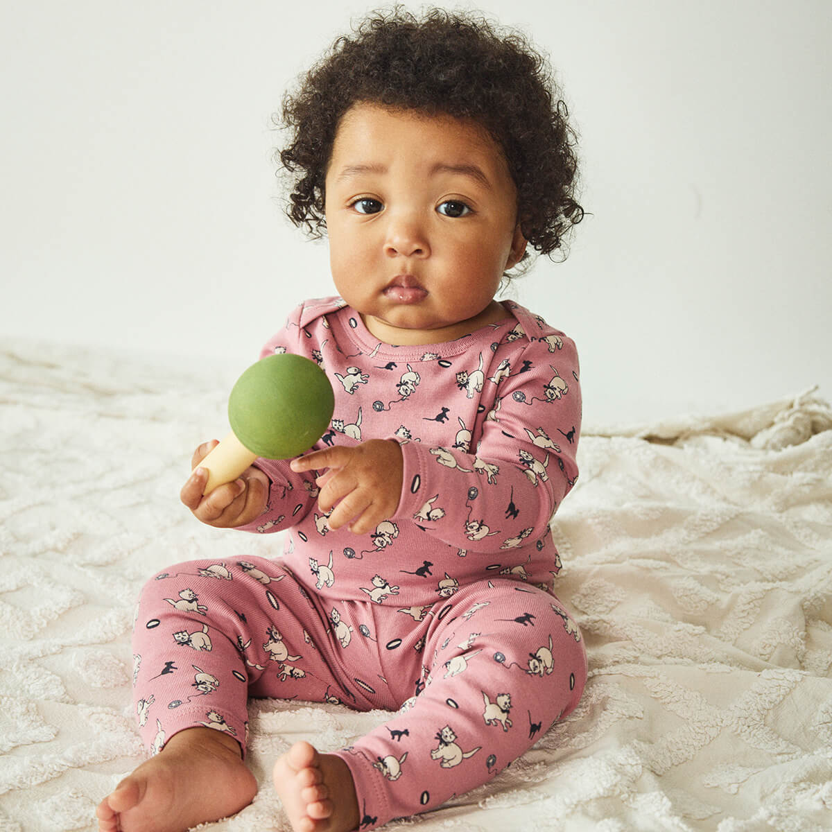 Baby Legging in Antique Rose Cat & Mouse by Misha & Puff – Junior