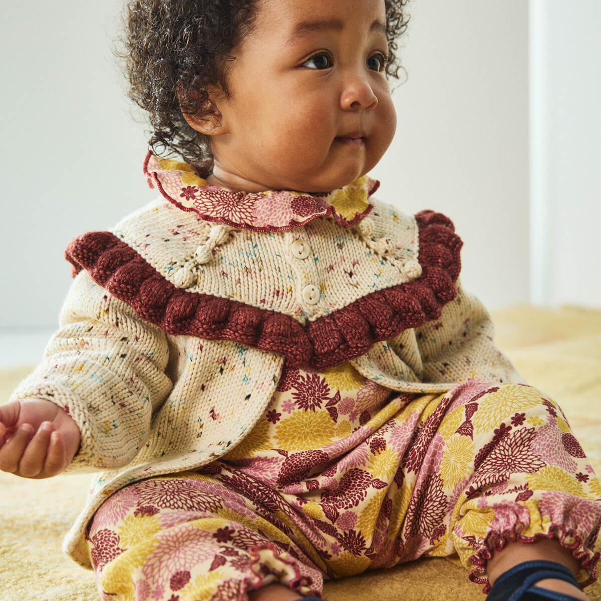アウター Misha and puff Ruffle cardigan Baby Ruffle Cardigan in Snowglobe Confetti by Misha & Puff