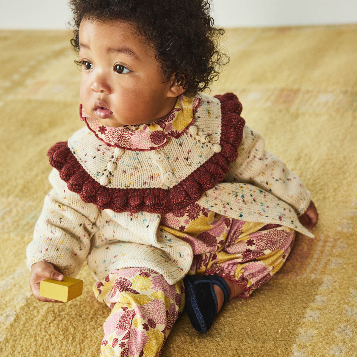 Baby Ruffle Cardigan in Snowglobe Confetti by Misha & Puff