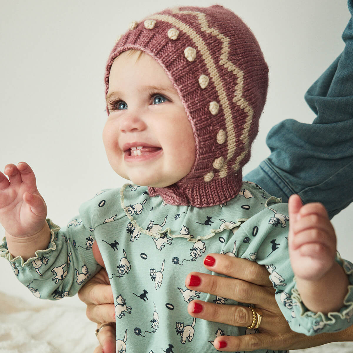 Baby Zig Zag Bonnet in Antique Rose by Misha & Puff – Junior Edition