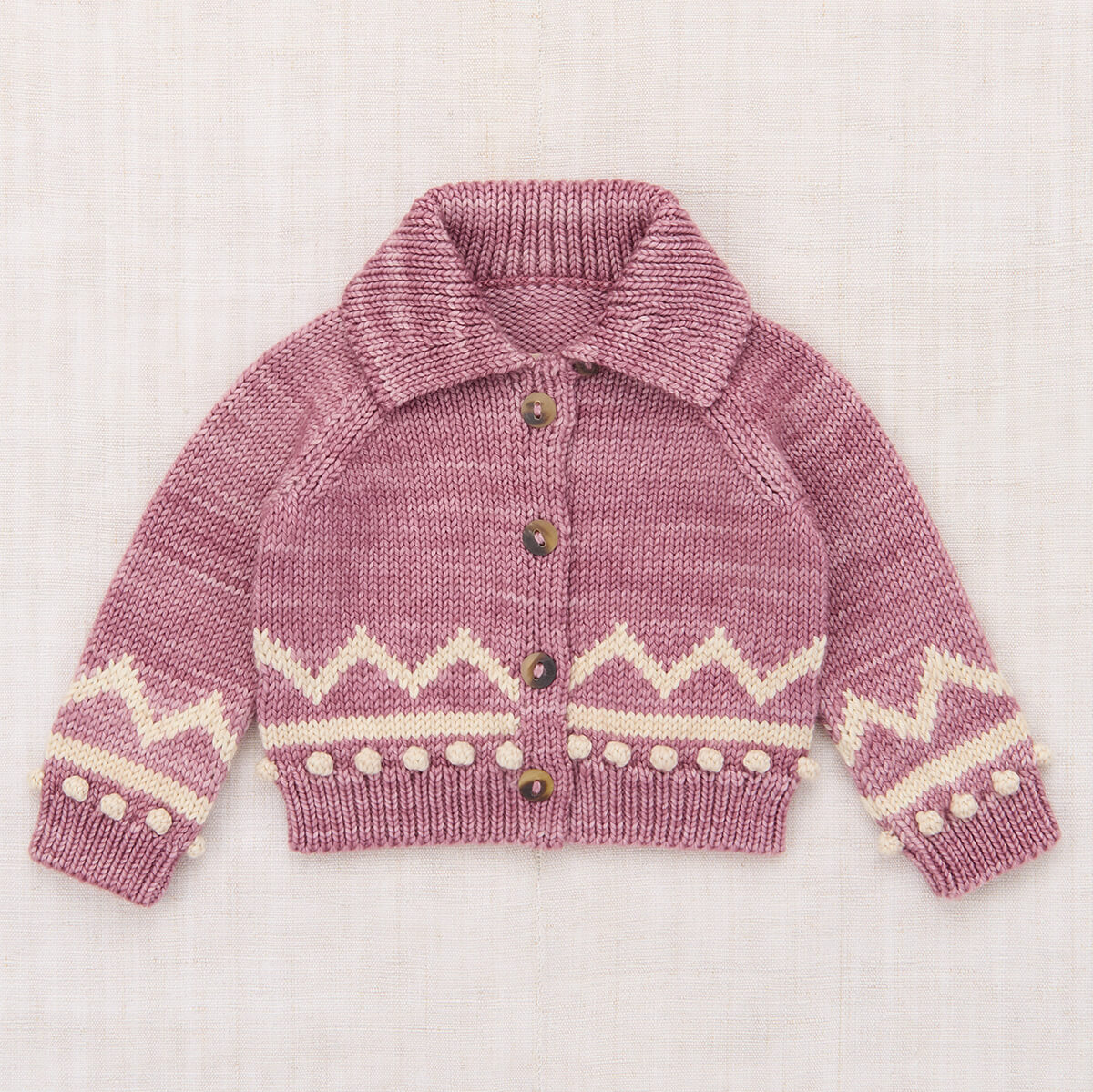 Baby Zig Zag Cardigan in Antique Rose by Misha & Puff – Junior Edition