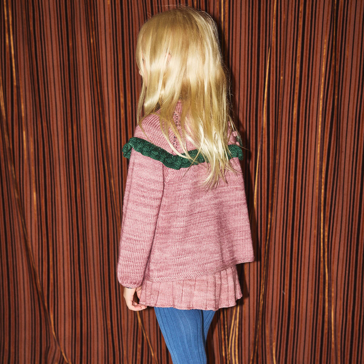 Ruffle Cardigan in Antique Rose by Misha & Puff – Junior Edition