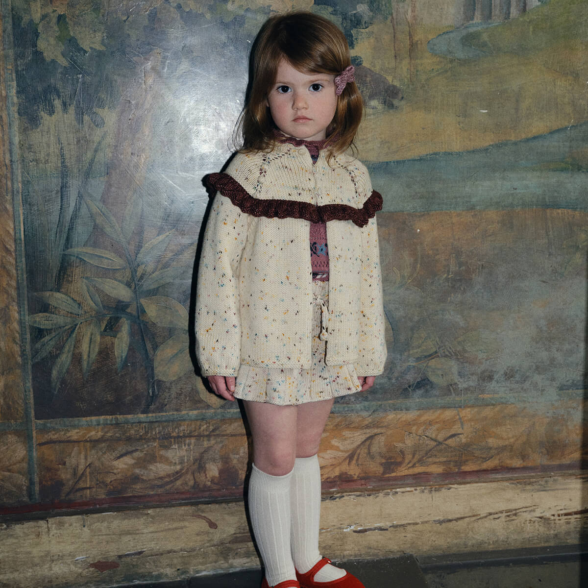 Ruffle Cardigan in Snowglobe Confetti by Misha & Puff – Junior Edition