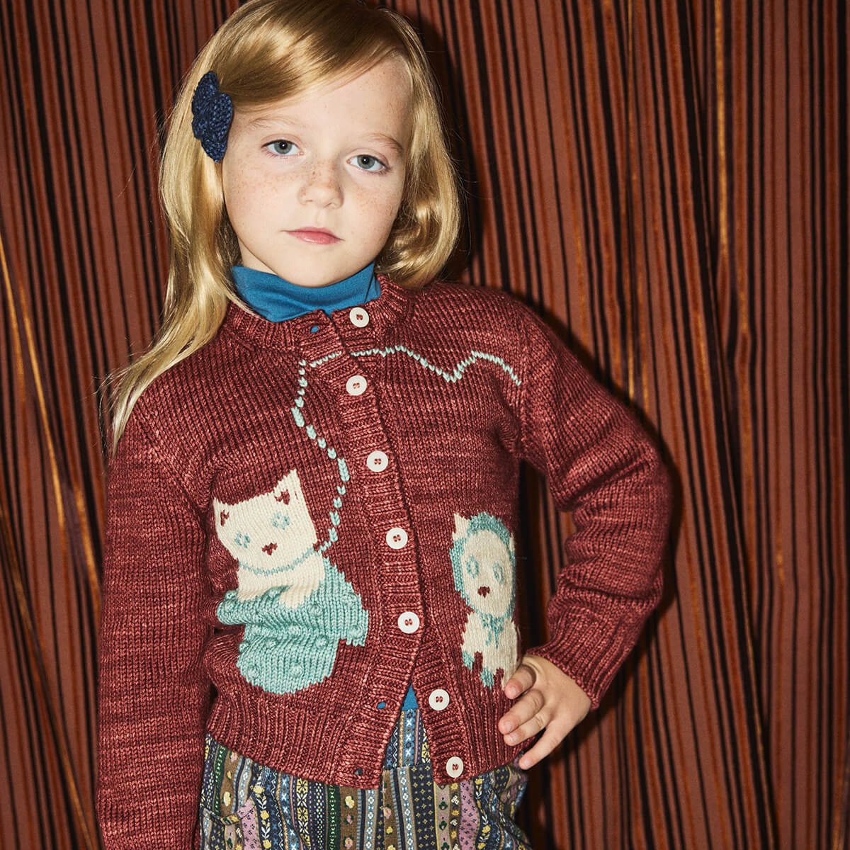 Three Little Kittens Cardigan in Madder Root by Misha & Puff