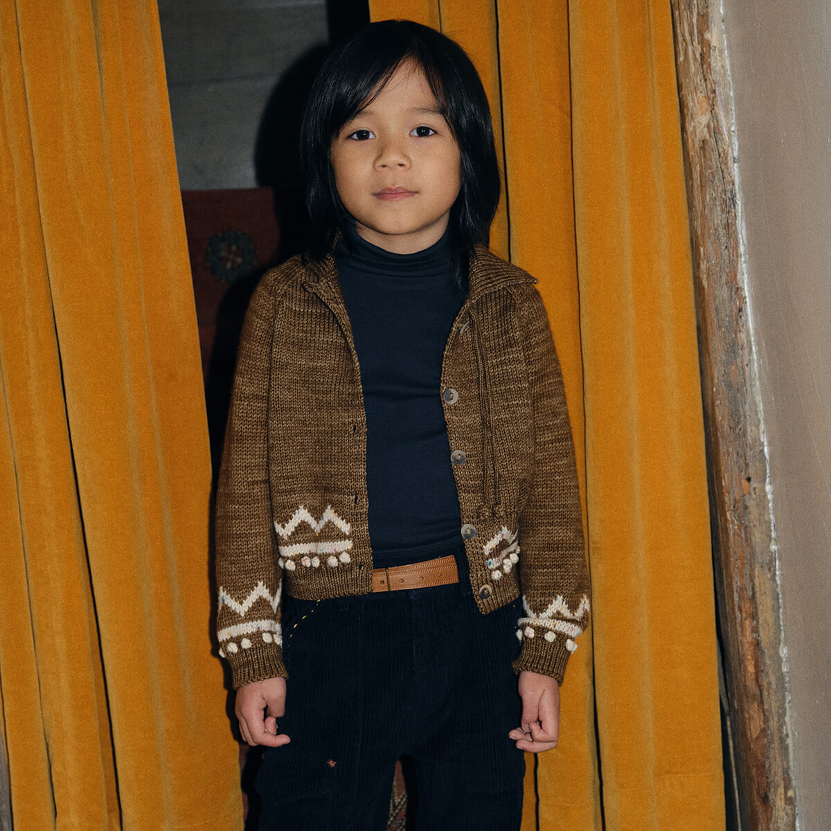 Zig Zag Cardigan in Nutshell by Misha & Puff - Last Ones In Stock