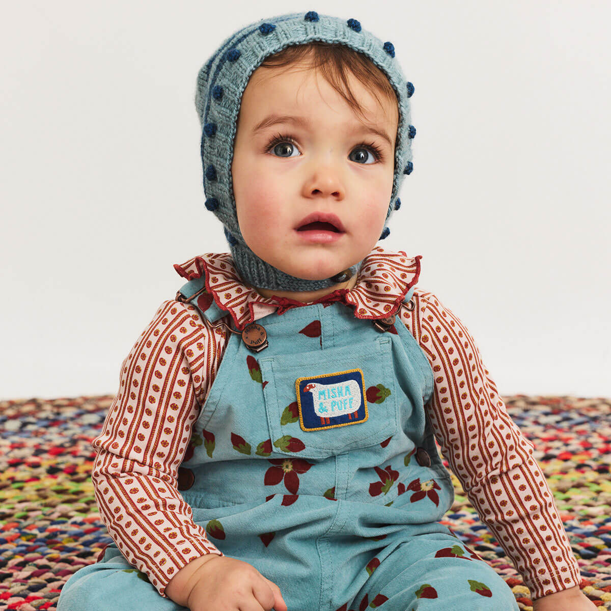 Baby Zig Zag Bonnet in Slate by Misha & Puff