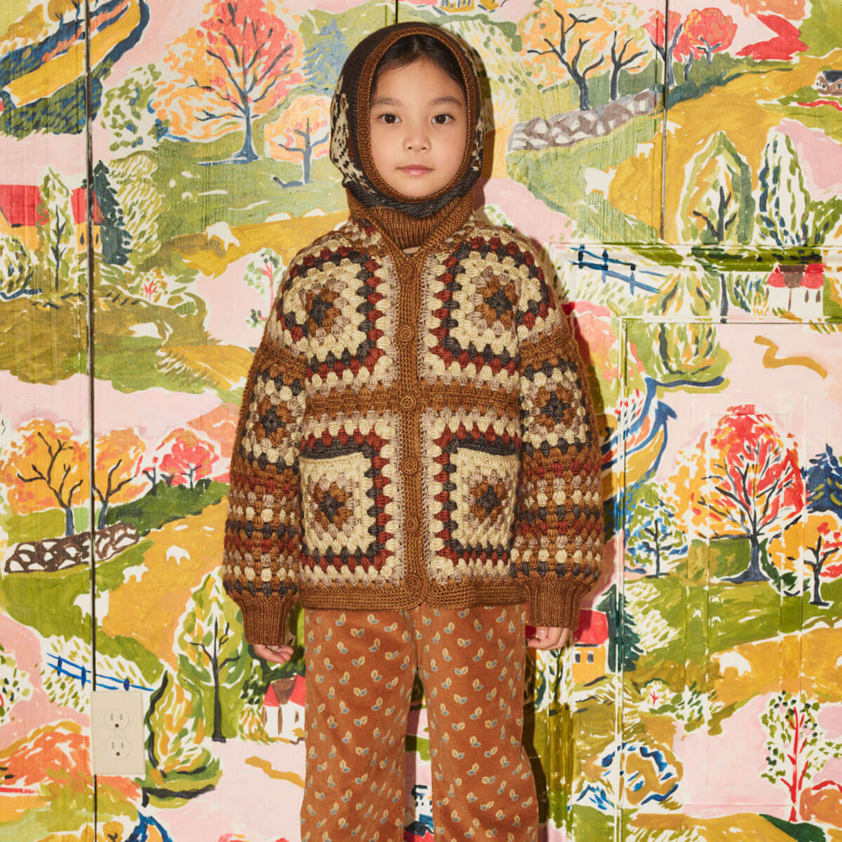 Crochet Big Square Jacket in Acorn by Misha & Puff