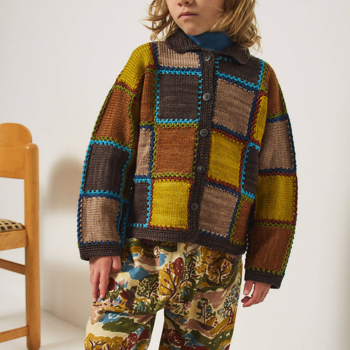 Ladder Square Cardigan in Bark by Misha & Puff