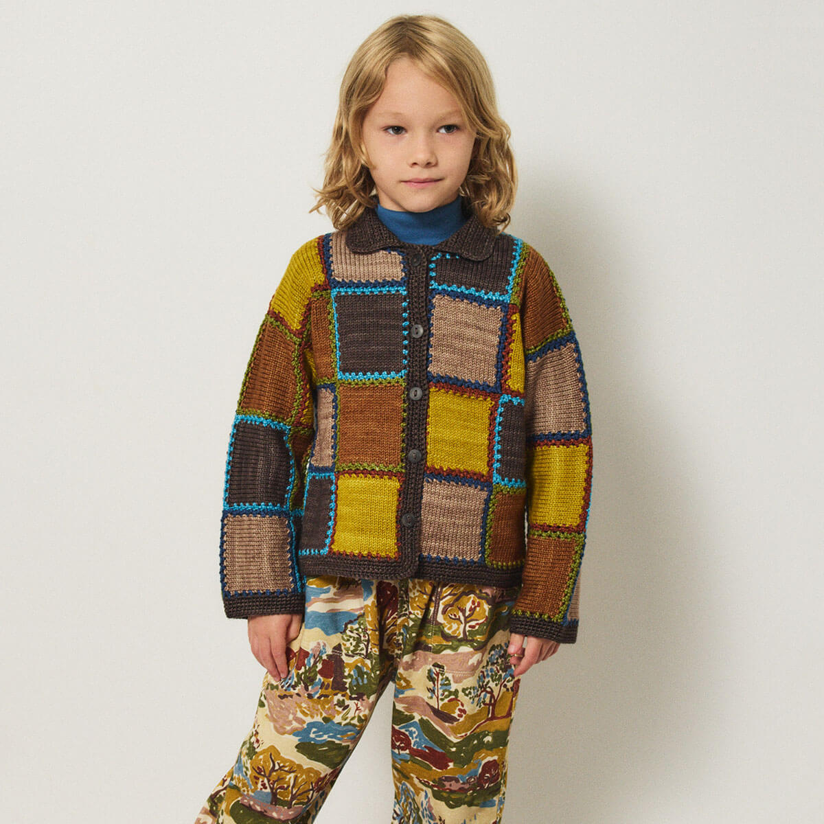 Ladder Square Cardigan in Bark by Misha & Puff