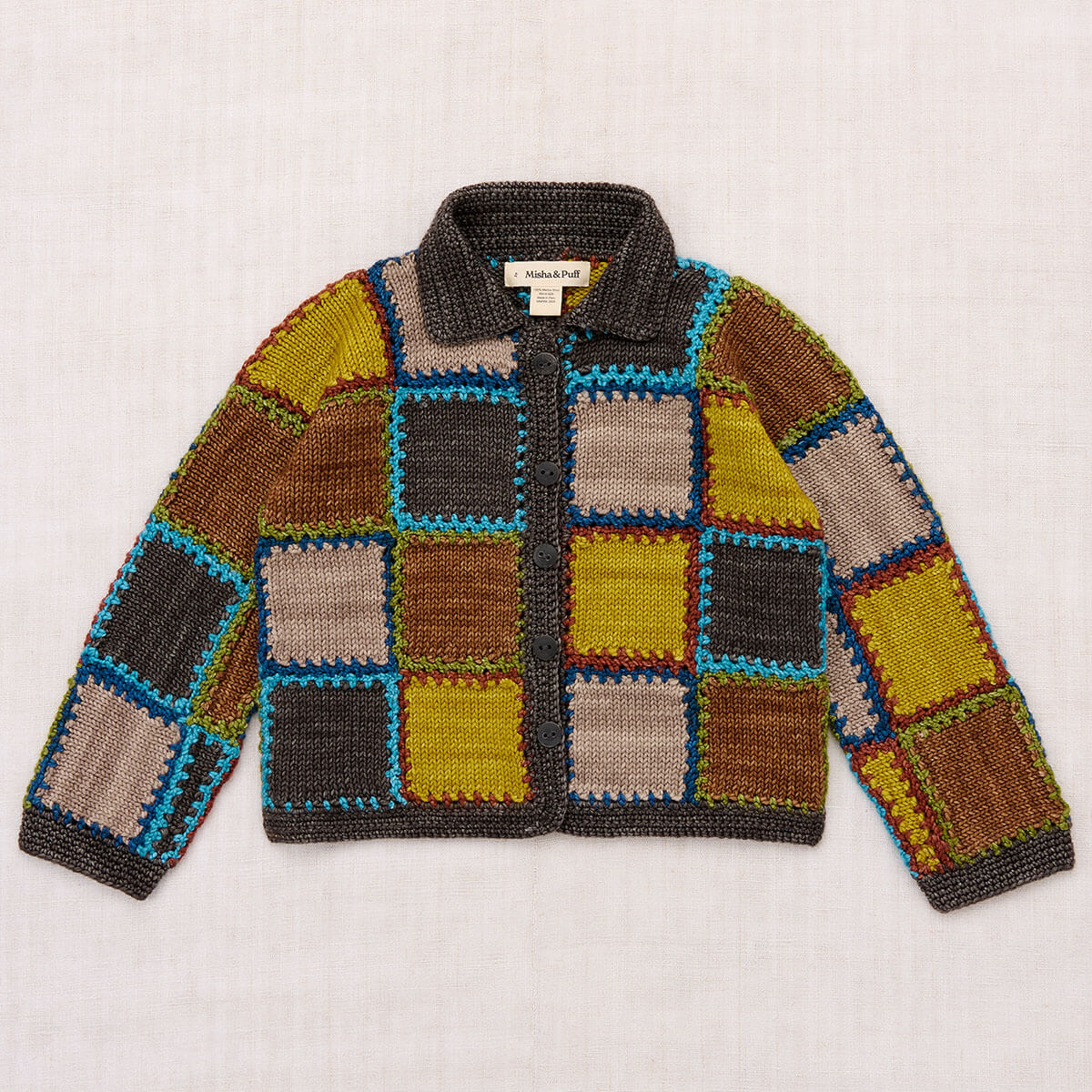 Ladder Square Cardigan in Bark by Misha & Puff