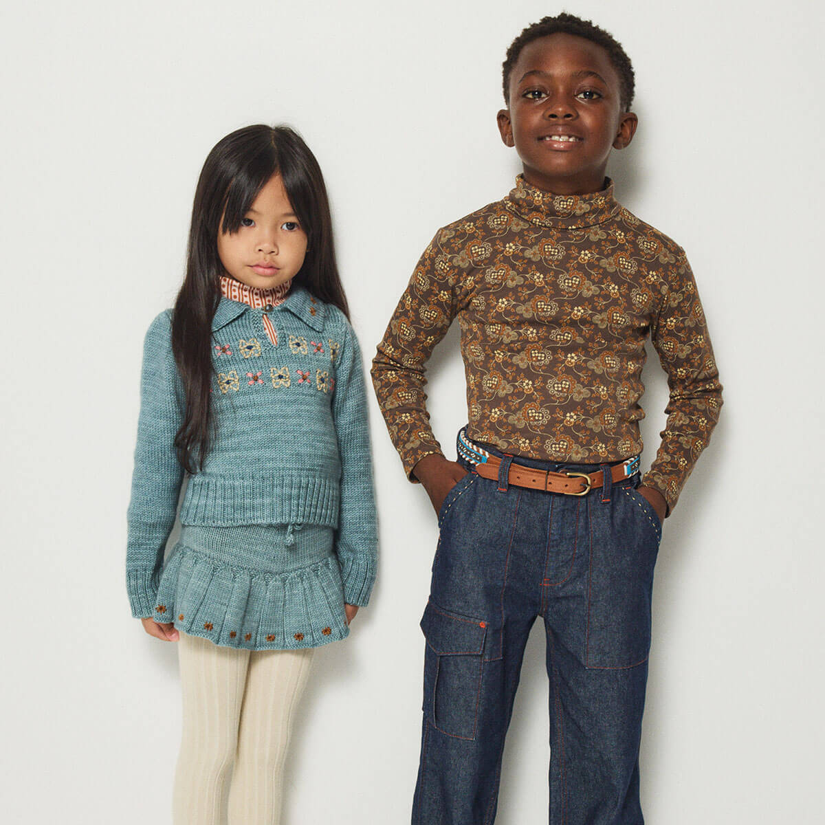 Turtleneck in Bark Calico Hearts by Misha & Puff