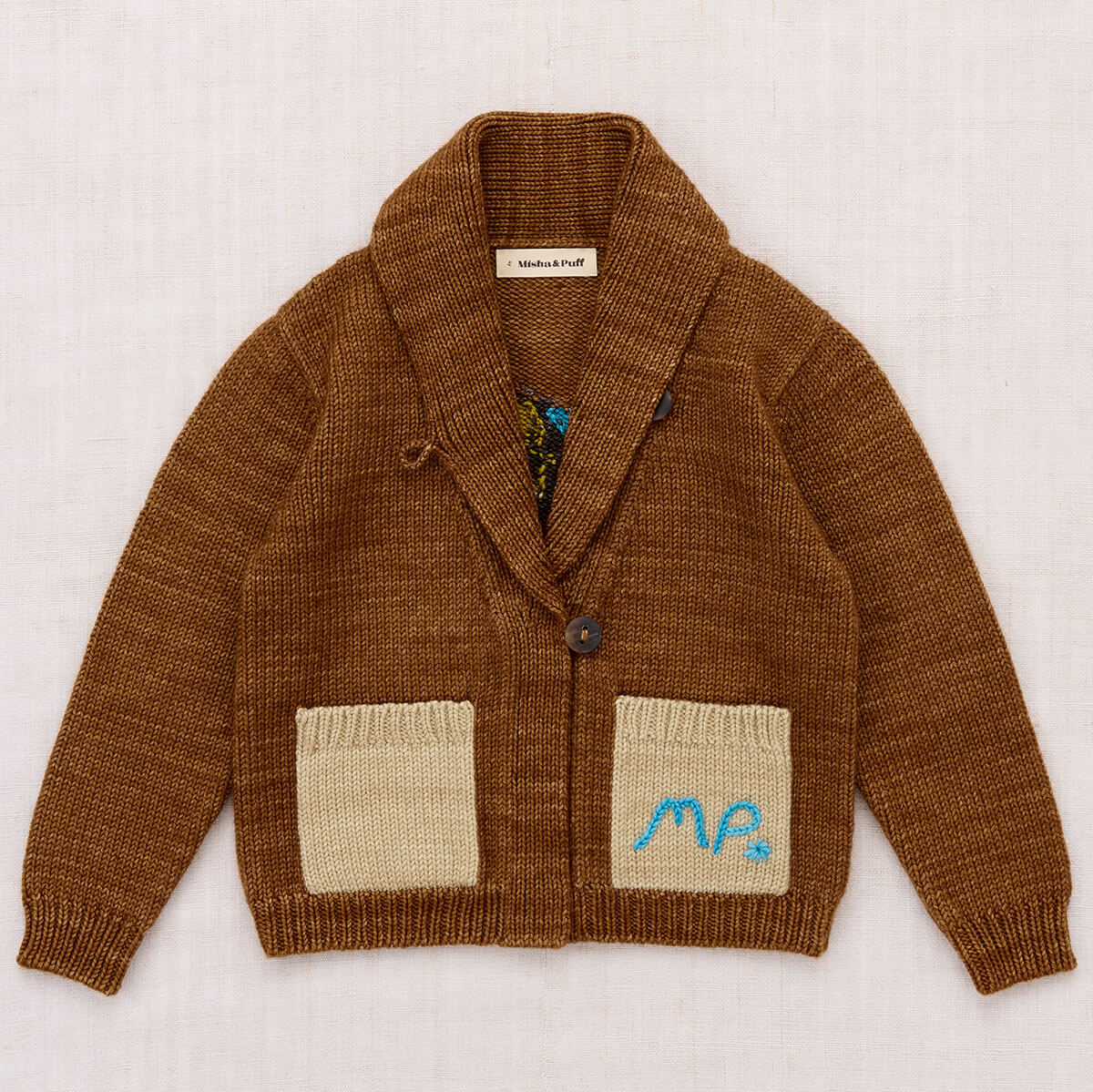 Yearling Shawl Collar Cardigan in Acorn by Misha & Puff