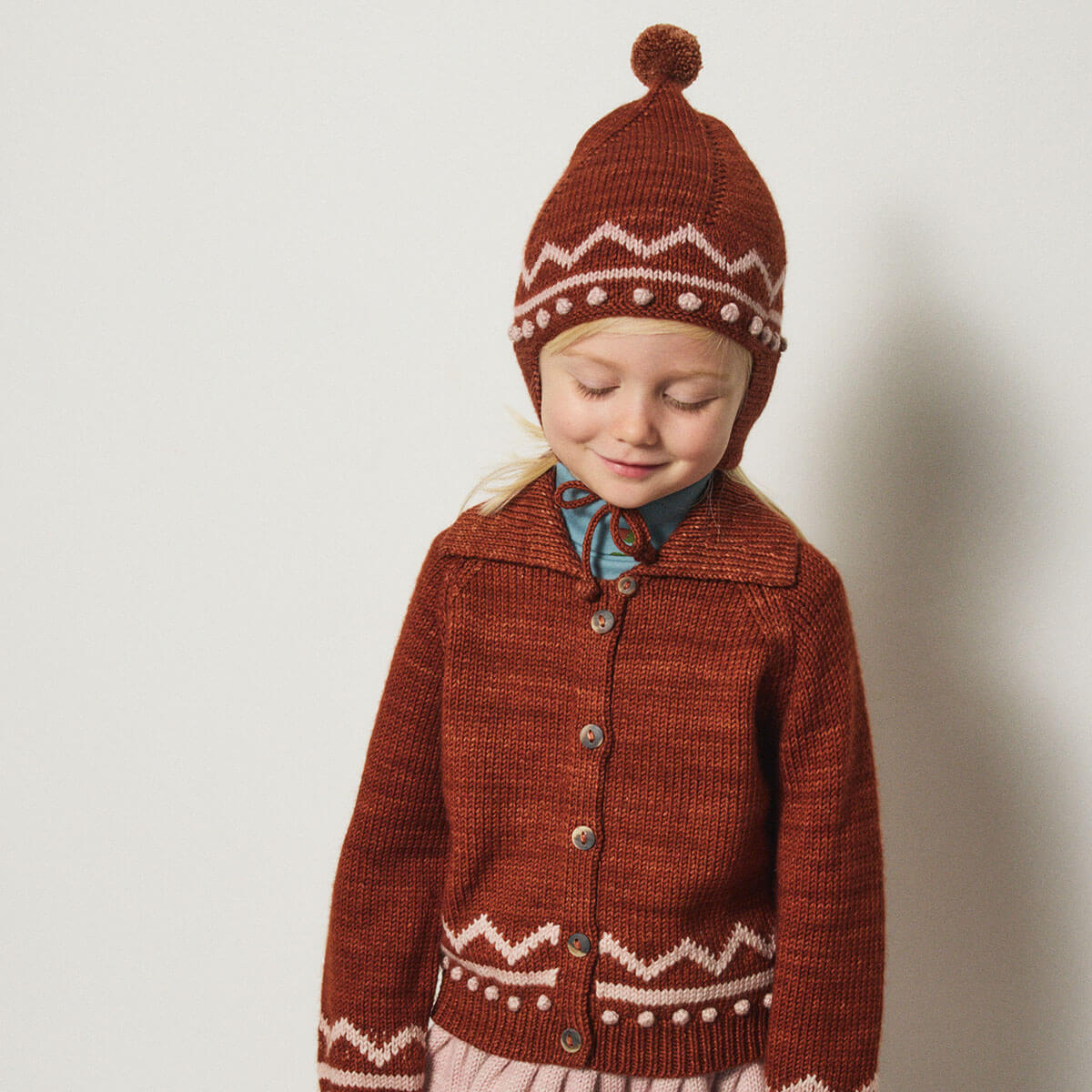 Zig Zag Pointy Peak Hat in Cedar by Misha & Puff