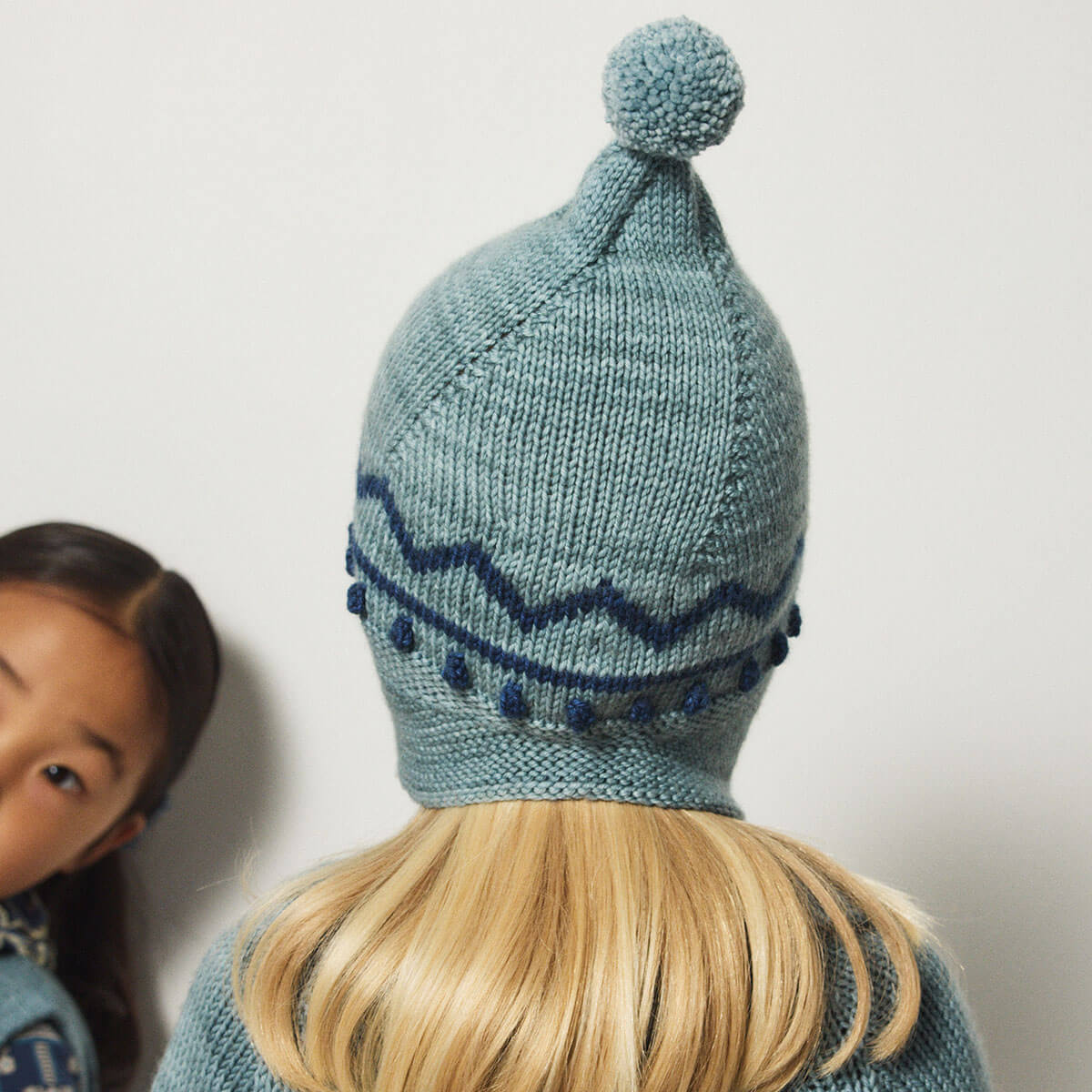 Zig Zag Pointy Peak Hat in Slate by Misha & Puff