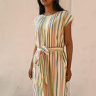 Basil Dress in Multicolour Stripe by Ode The Label