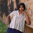 Beatle Top in Multicolour Stripe by Ode The Label