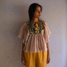Bulle Top in Beige / Green by Ode The Label