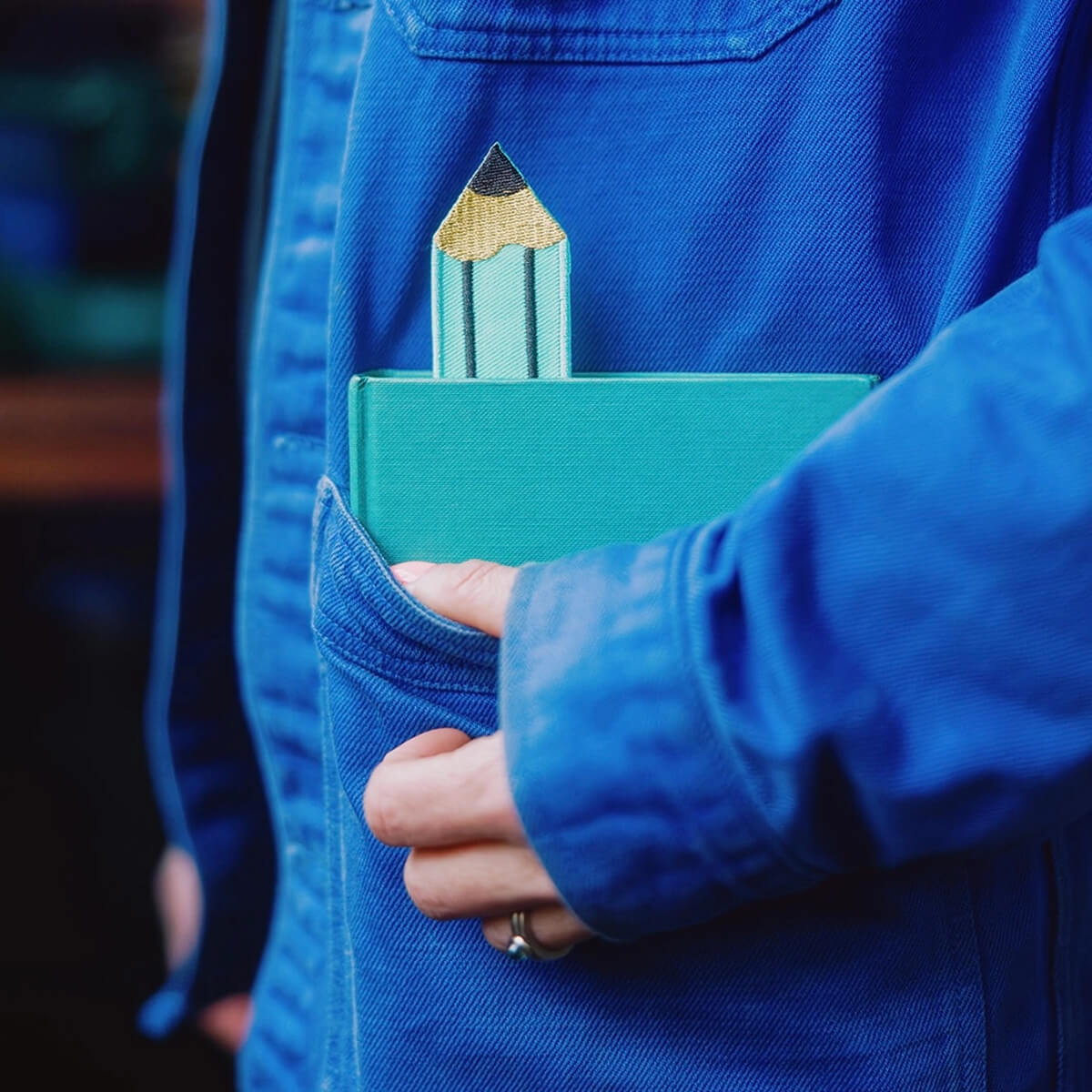 Retro Pencil Fabric Bookmark in Aqua by Petra Boase