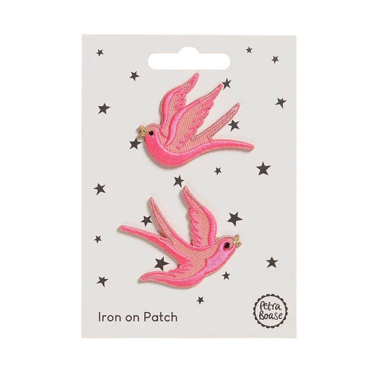Swallows Iron On Patch in Pink by Petra Boase