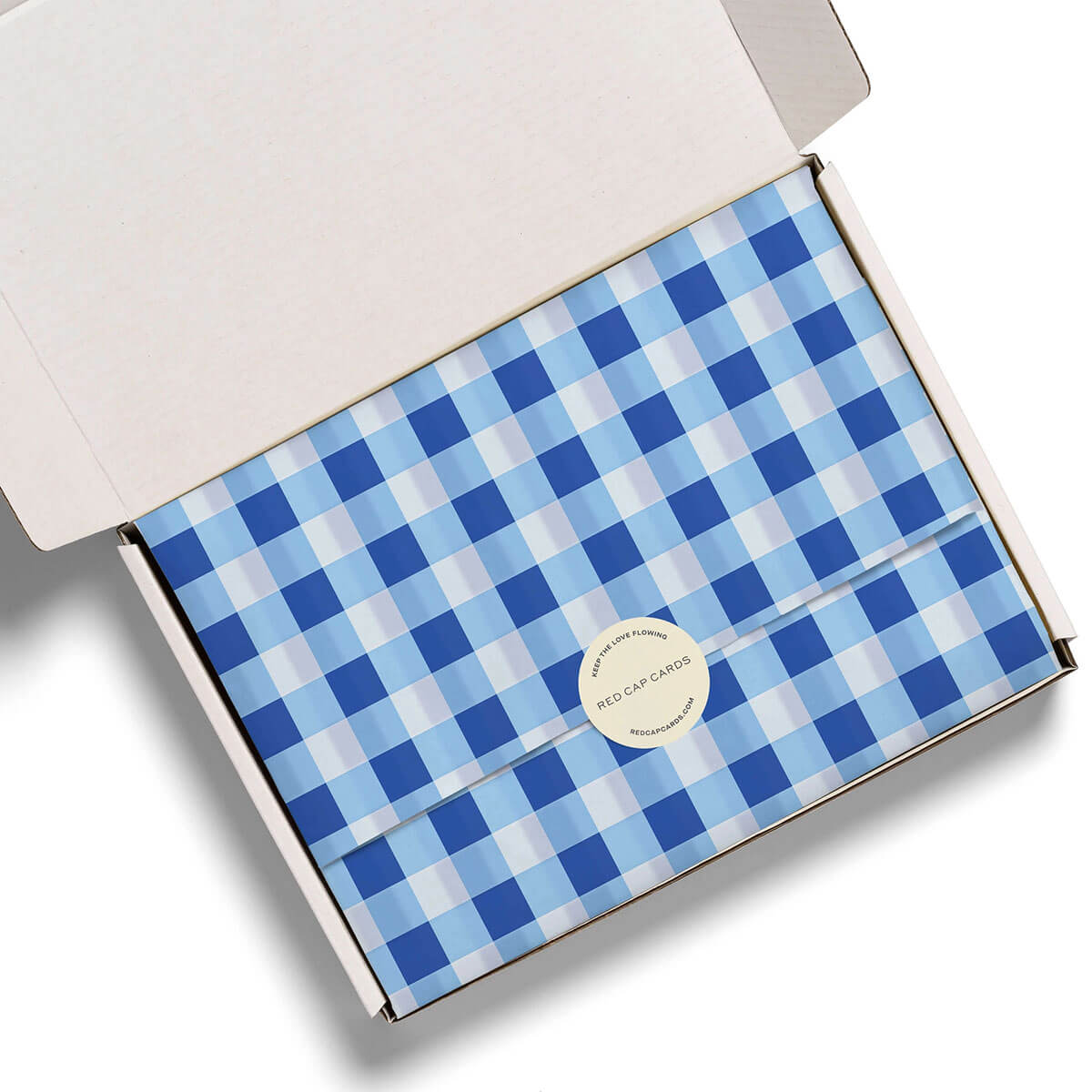 Blue Gingham Tissue Paper by Red Cap Cards