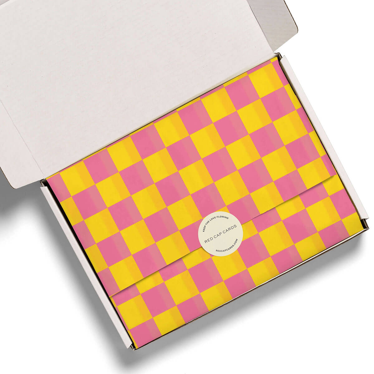 Pink and Yellow Checkers Tissue Paper by Red Cap Cards