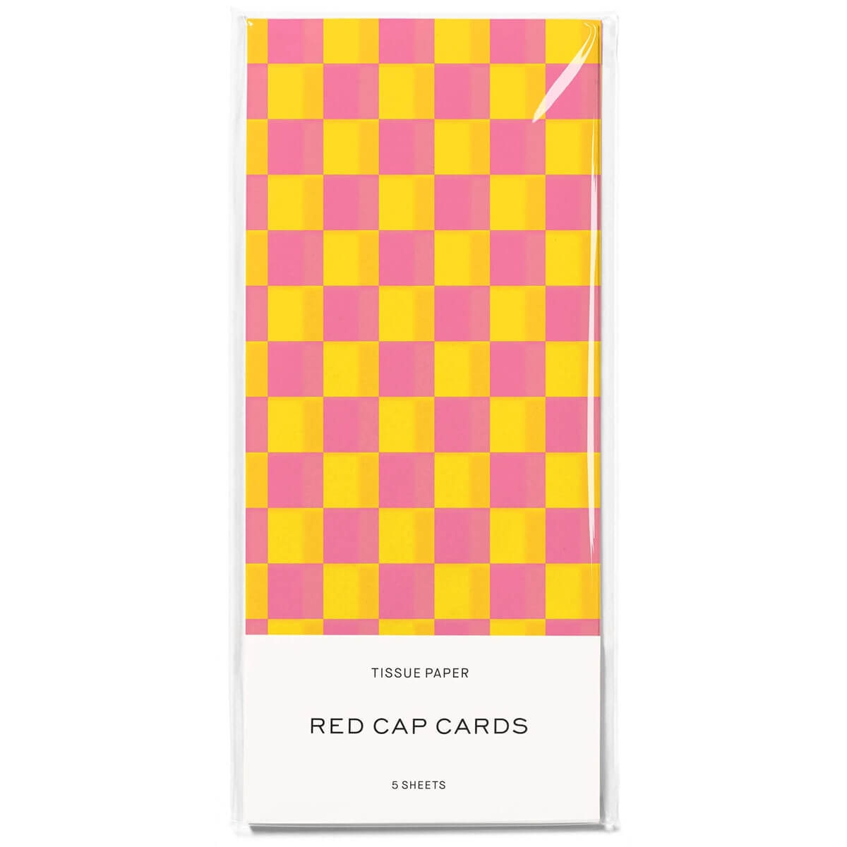 Pink and Yellow Checkers Tissue Paper by Red Cap Cards