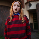 Boxy Sweater in Rusty Mulberry Block Stripe by Repose AMS