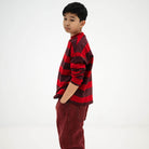 Boxy Sweater in Rusty Mulberry Block Stripe by Repose AMS