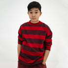 Boxy Sweater in Rusty Mulberry Block Stripe by Repose AMS
