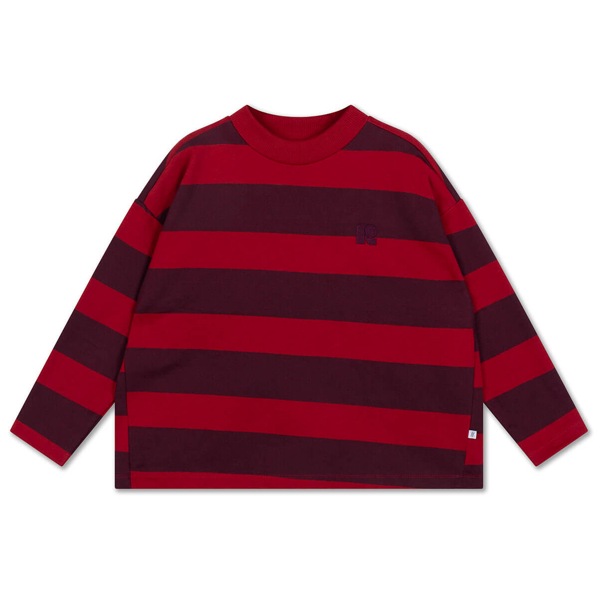 Boxy Sweater in Rusty Mulberry Block Stripe by Repose AMS