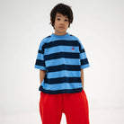 Boxy Tee in Horizon Dark Eclipse Block Stripe by Repose AMS