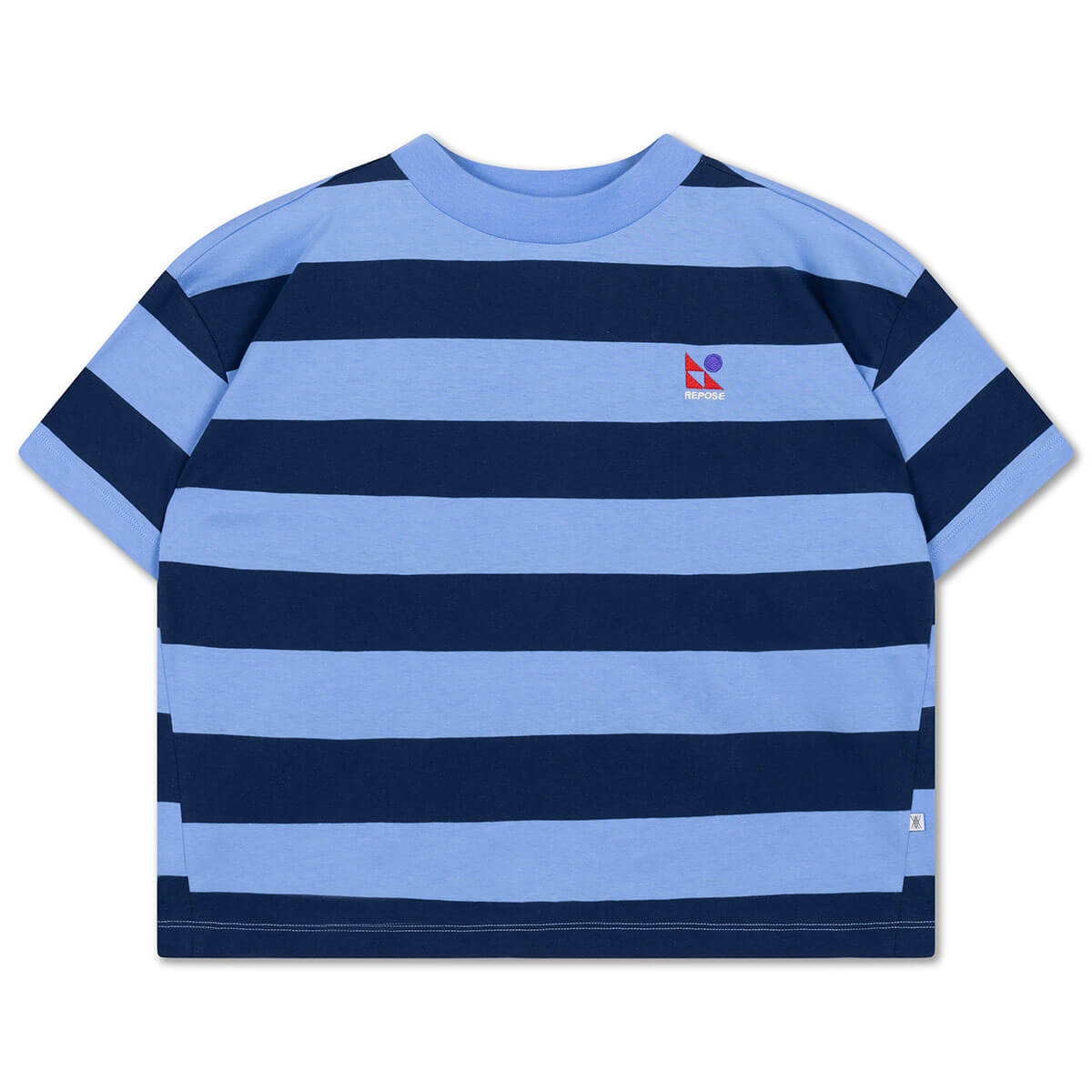 Boxy Tee in Horizon Dark Eclipse Block Stripe by Repose AMS